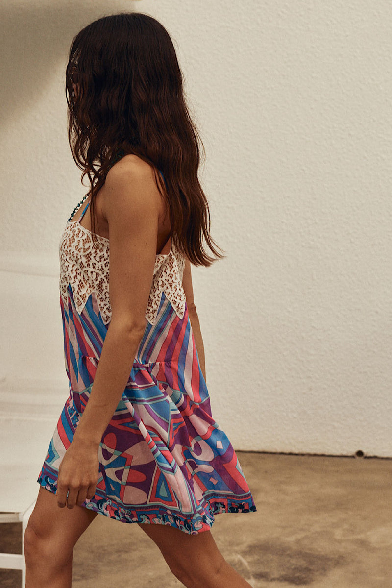 The Look Of Love Silk Slip Dress - Pink Mosaic