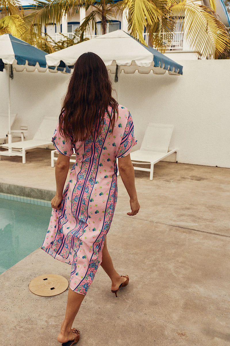 A Case of You Silk Wrap Dress - Pink Garden
