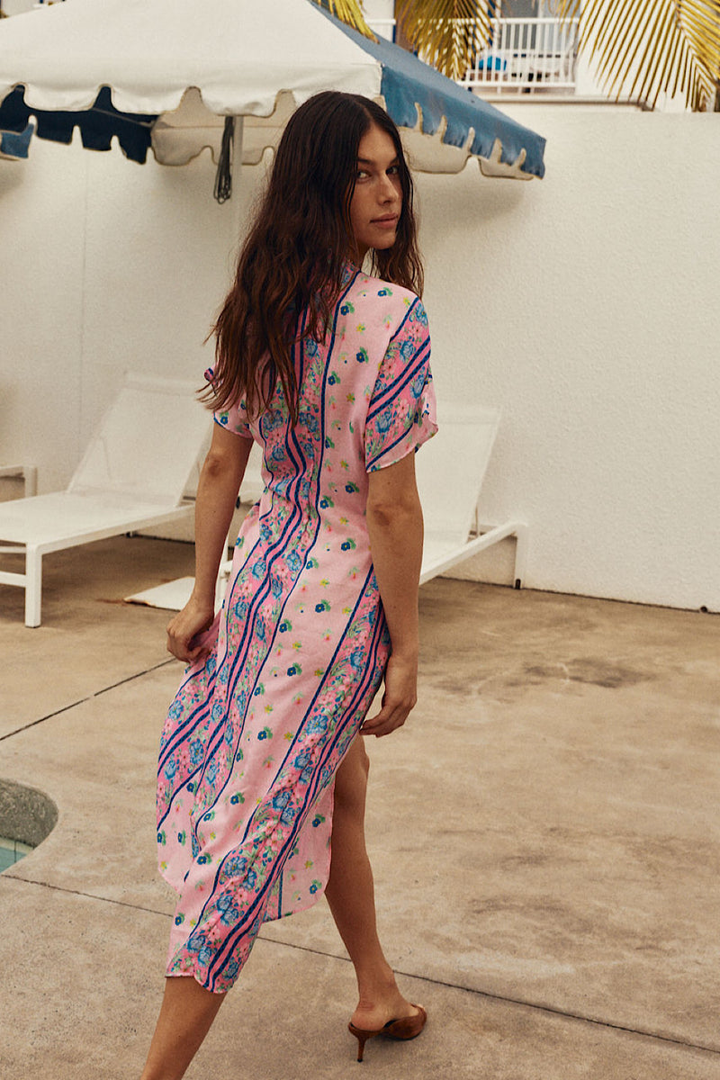 A Case of You Silk Wrap Dress - Pink Garden