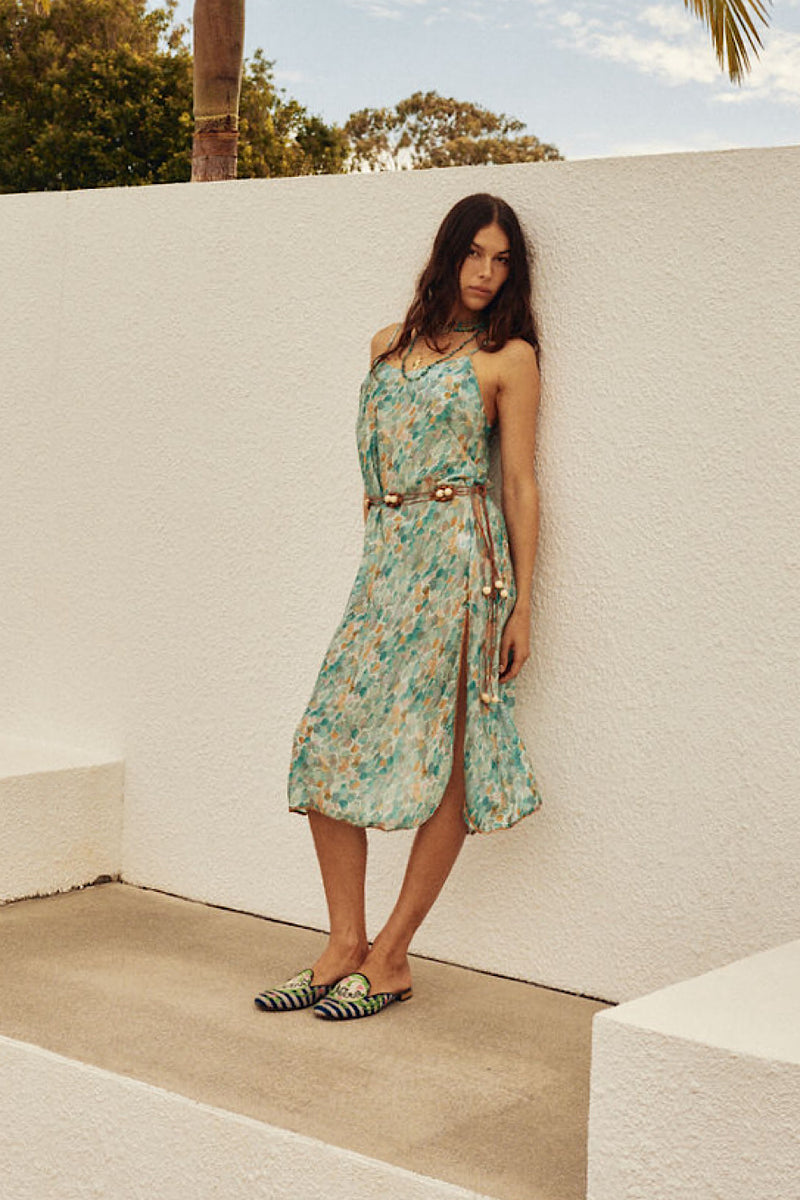 Crystal Ship Silk Slip Midi Dress - Sea Glass
