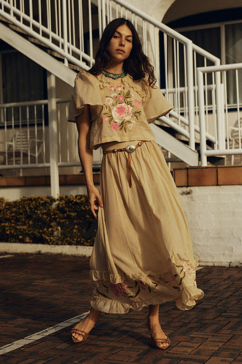 She Moved Through The Fair Embroidered Maxi Skirt