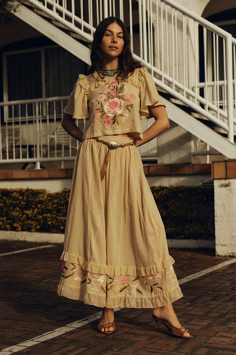 She Moved Through The Fair Embroidered Maxi Skirt
