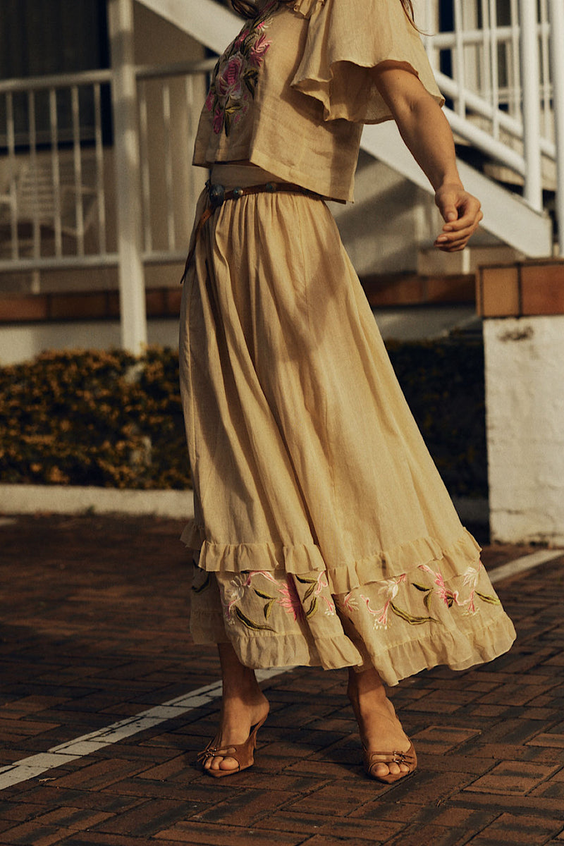 She Moved Through The Fair Embroidered Maxi Skirt