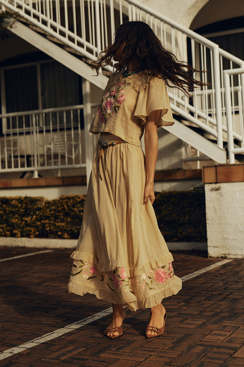 She Moved Through The Fair Embroidered Maxi Skirt