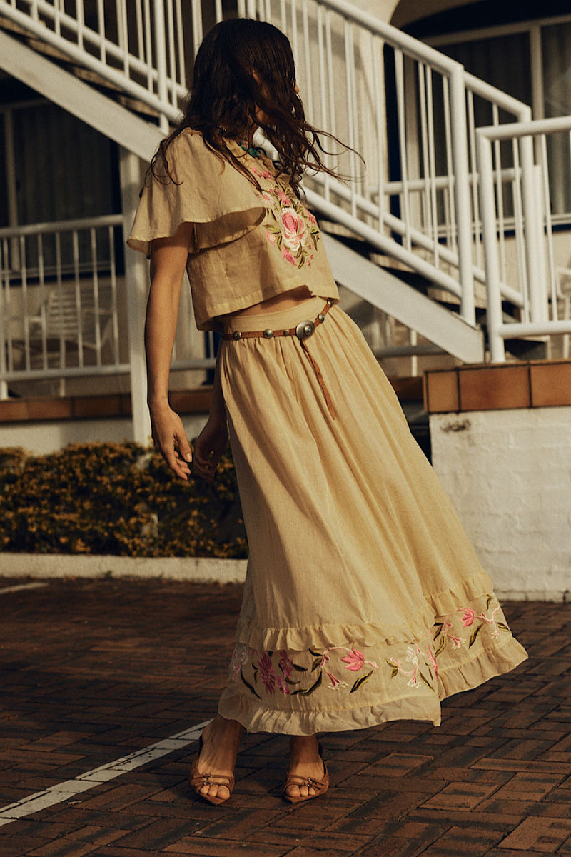 She Moved Through The Fair Embroidered Maxi Skirt