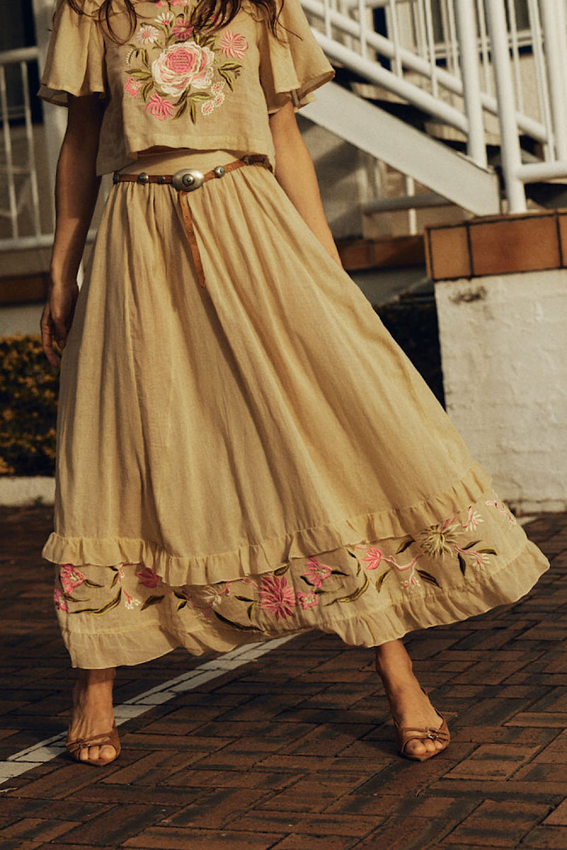 She Moved Through The Fair Embroidered Maxi Skirt