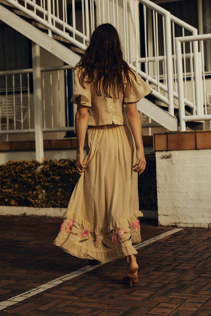 She Moved Through The Fair Embroidered Maxi Skirt