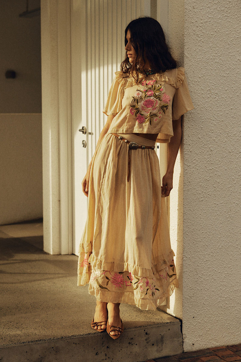She Moved Through The Fair Embroidered Maxi Skirt