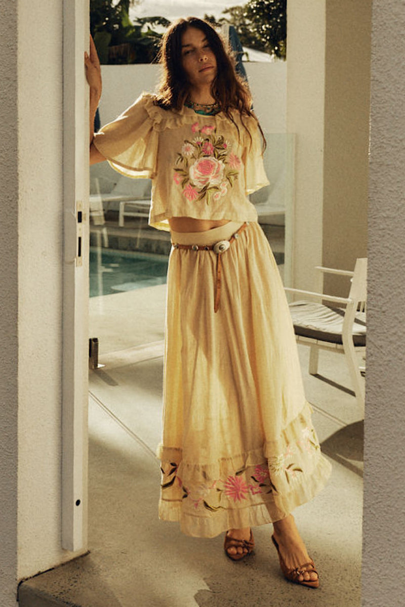 She Moved Through The Fair Embroidered Maxi Skirt