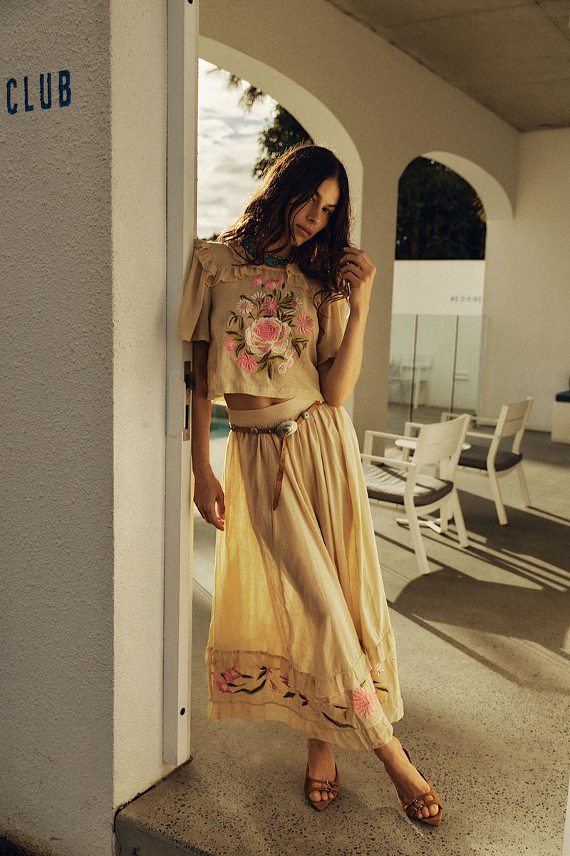 She Moved Through The Fair Embroidered Maxi Skirt