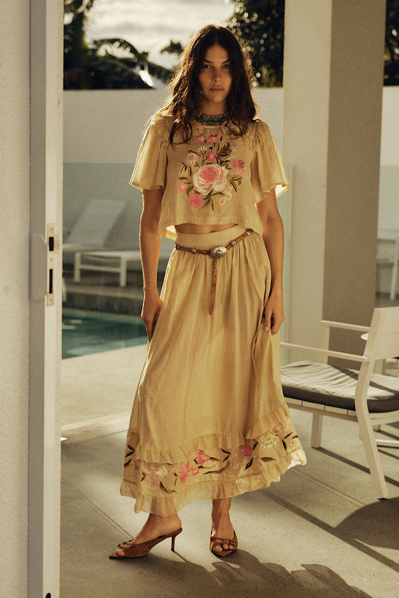 She Moved Through The Fair Embroidered Maxi Skirt