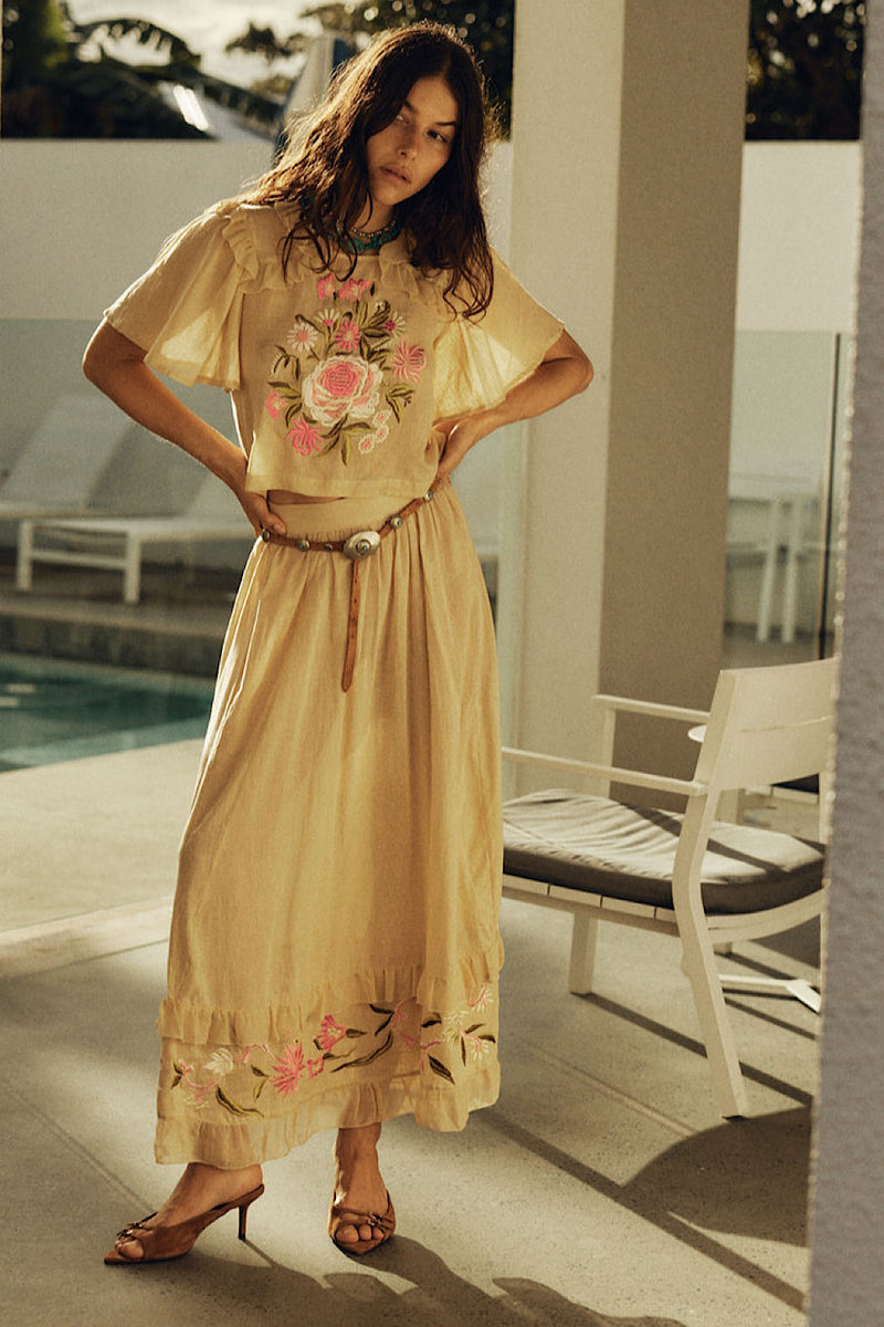 She Moved Through The Fair Embroidered Maxi Skirt