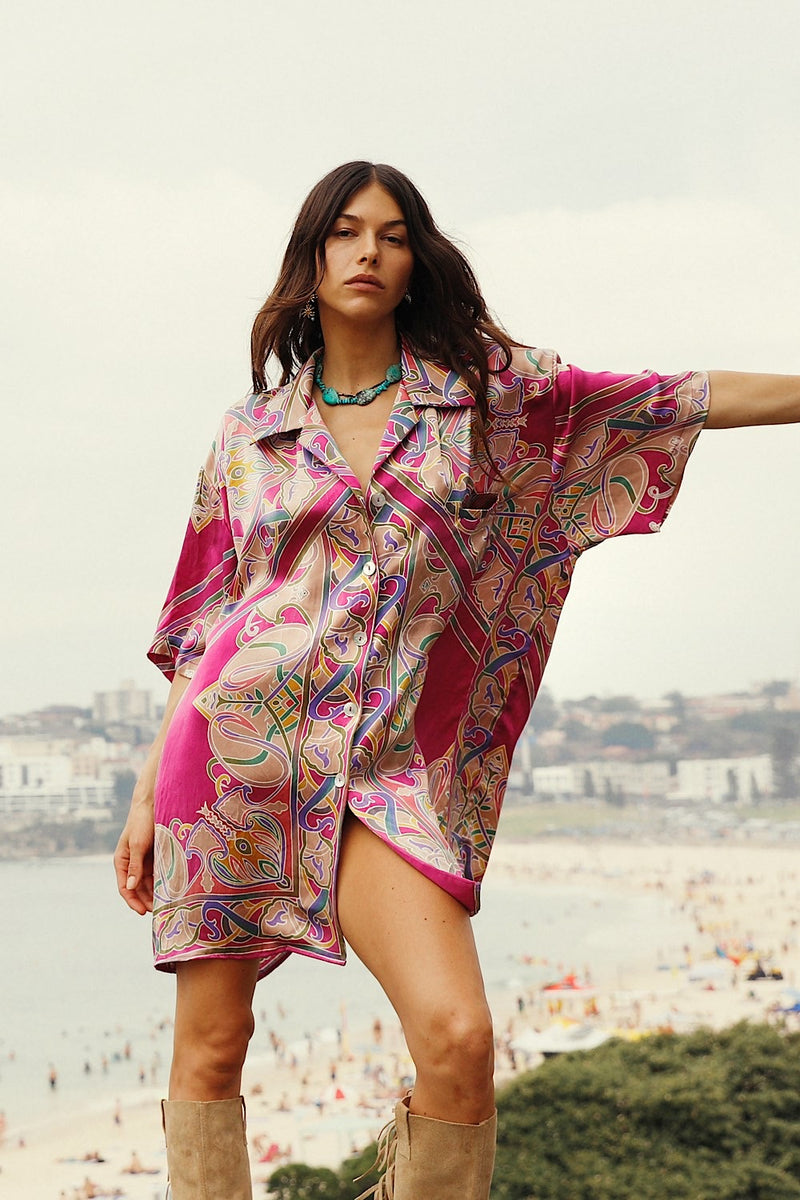 Magic Touch Hand Painted Silk Super Oversized Shirt