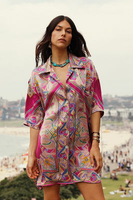 Magic Touch Hand Painted Silk Super Oversized Shirt