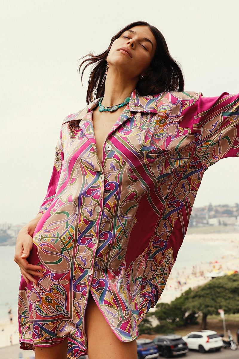 Magic Touch Hand Painted Silk Super Oversized Shirt