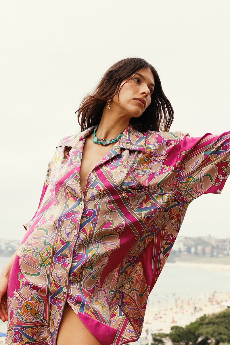 Magic Touch Hand Painted Silk Super Oversized Shirt