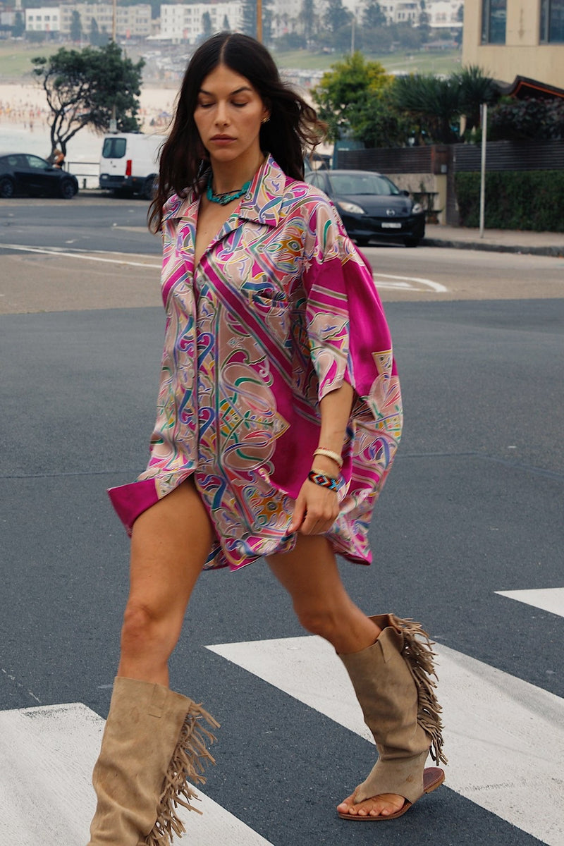 Magic Touch Hand Painted Silk Super Oversized Shirt