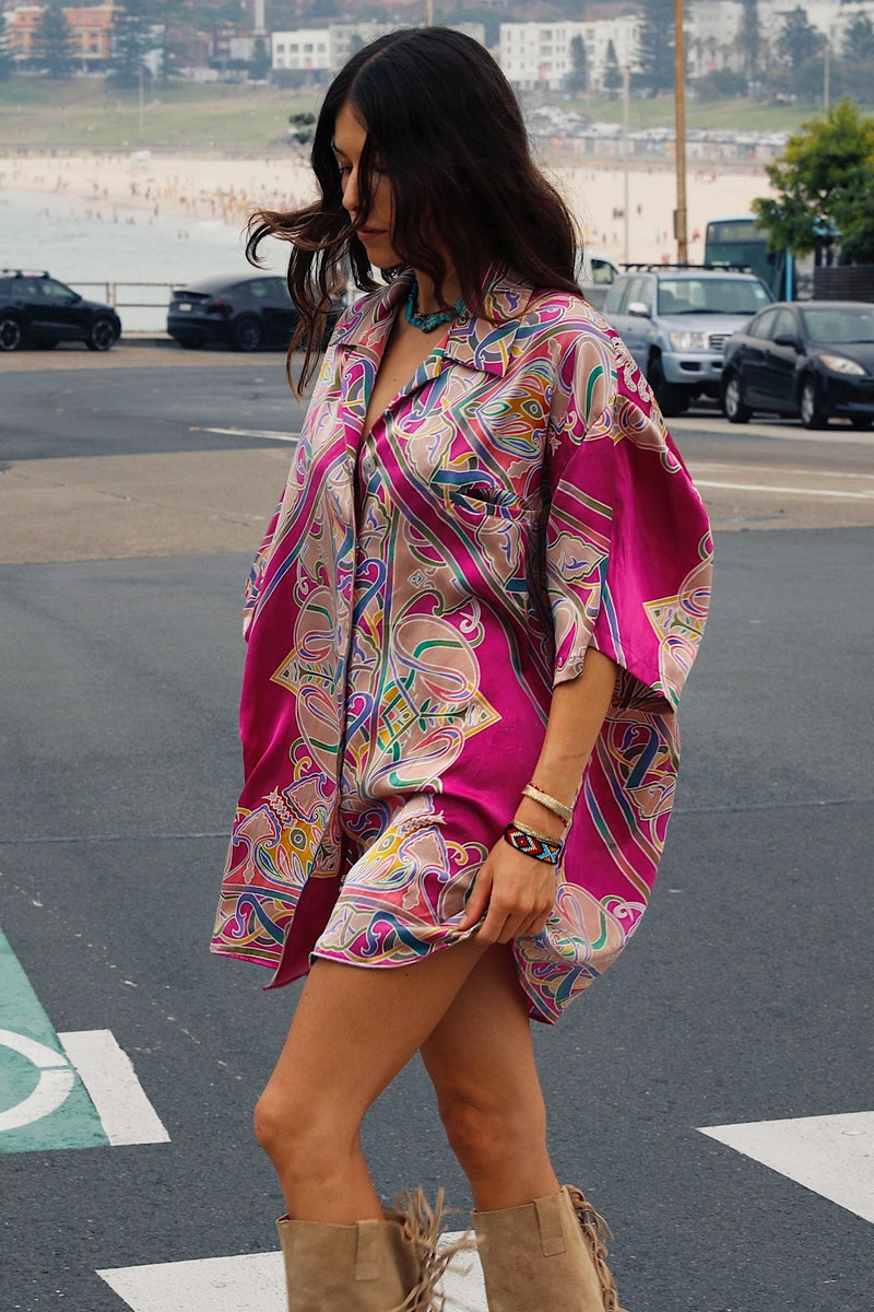 Magic Touch Hand Painted Silk Super Oversized Shirt