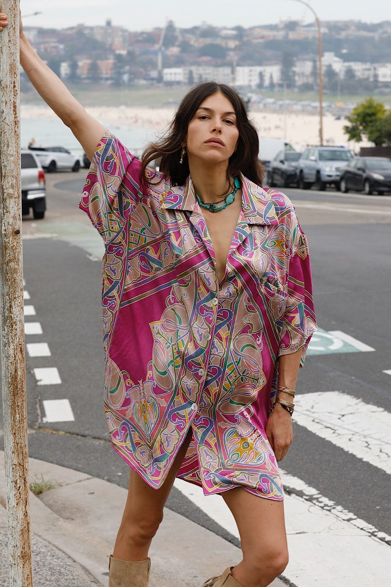 Magic Touch Hand Painted Silk Super Oversized Shirt