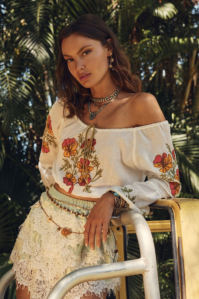 River Cotton Embroidered Folk Blouse