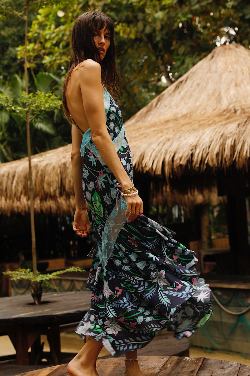Come Alive Backless Cotton Maxi Dress - Floral