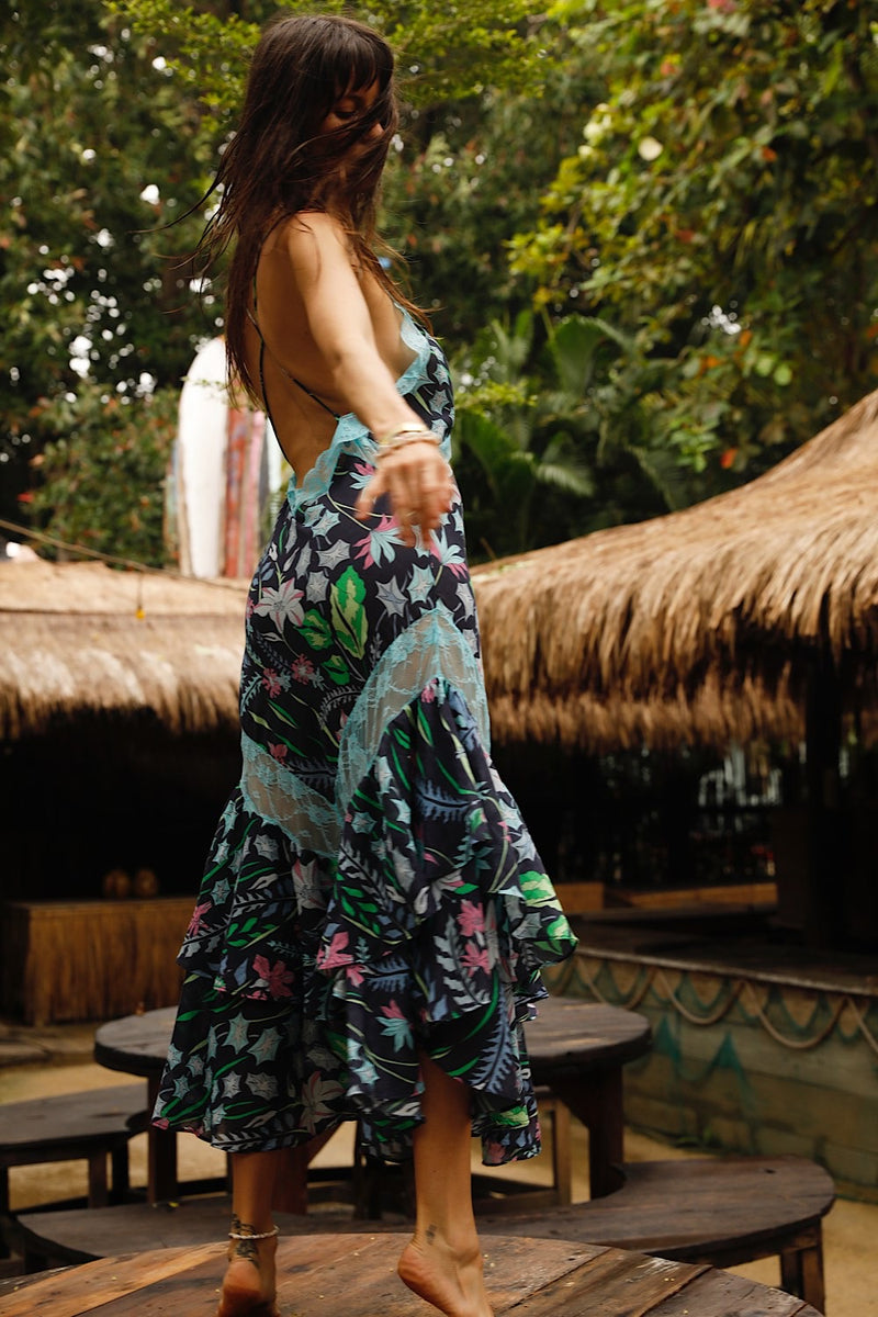 Come Alive Backless Cotton Maxi Dress - Floral