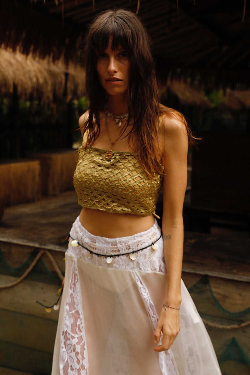 Gold Dust Woman Woven Lurex + Silk Satin Top