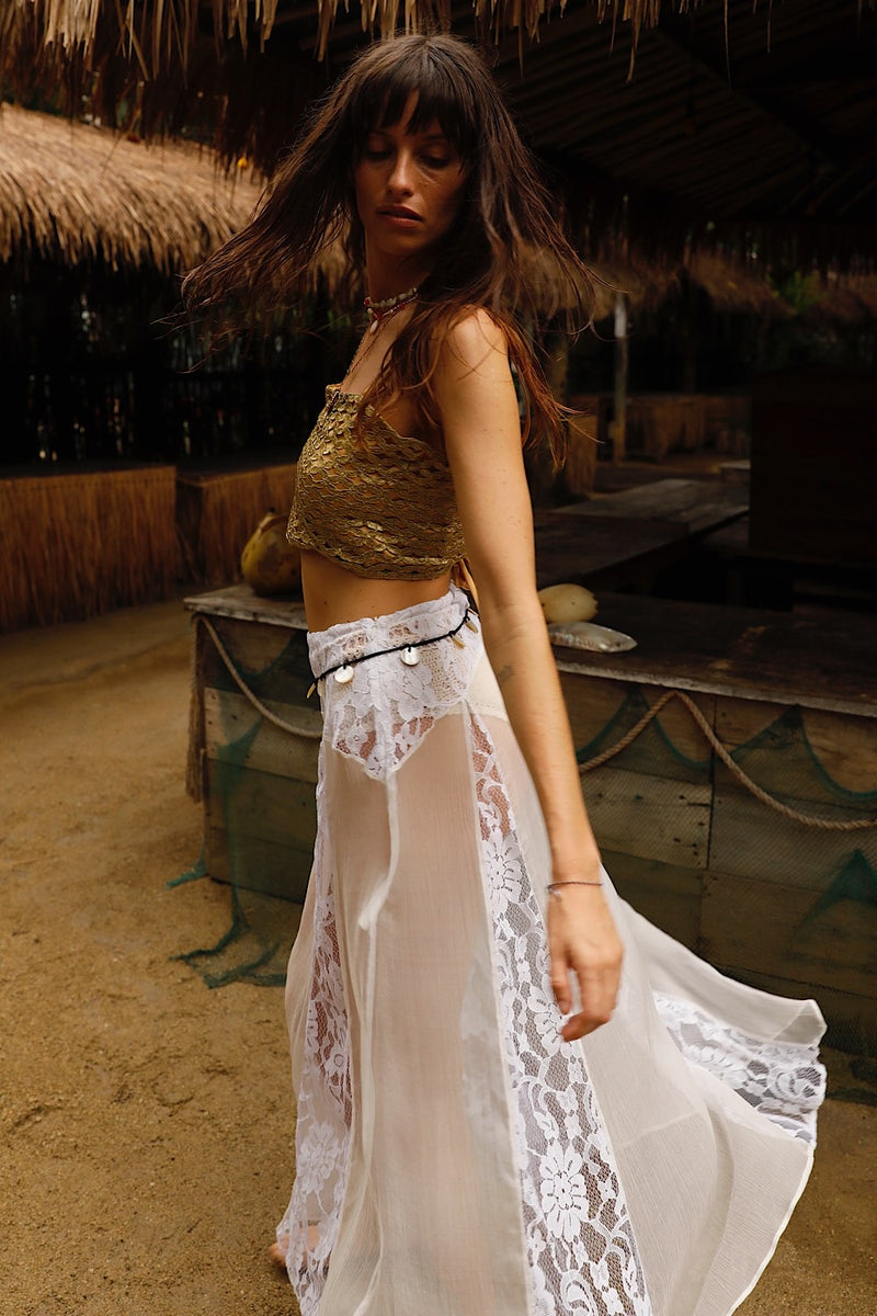 Gold Dust Woman Woven Lurex + Silk Satin Top