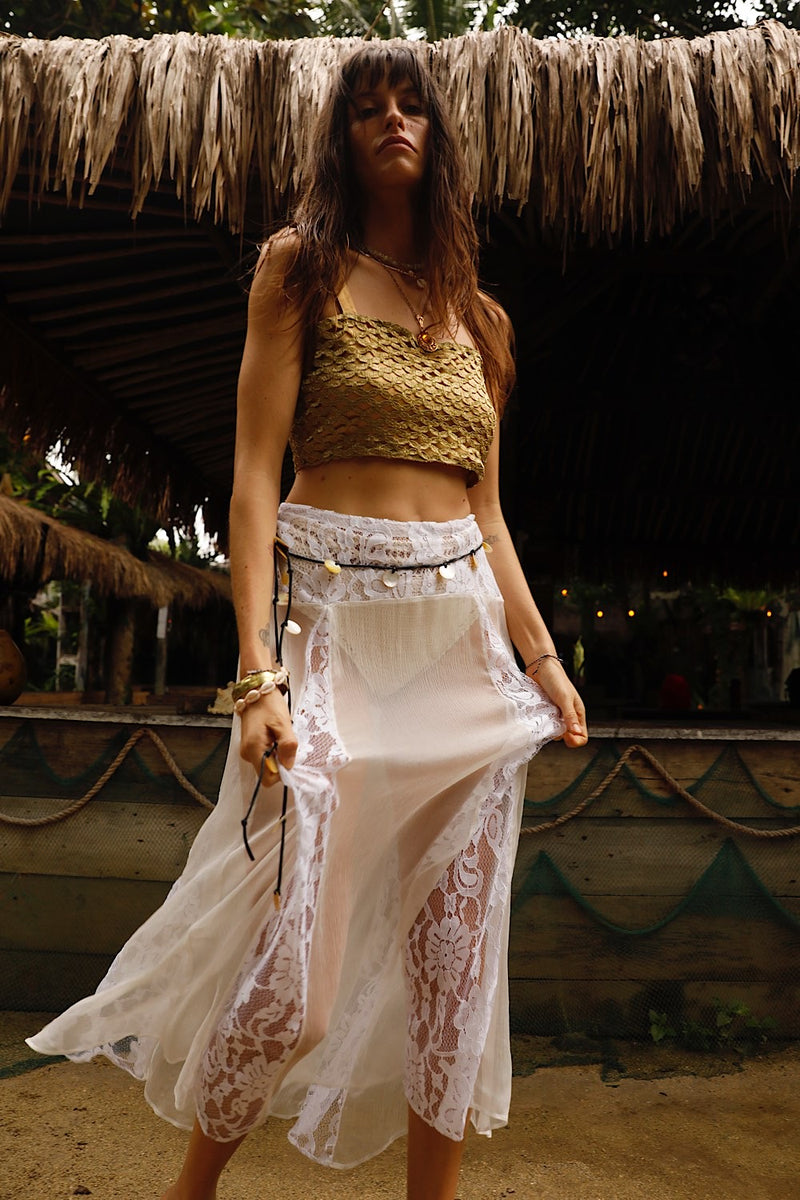Gold Dust Woman Woven Lurex + Silk Satin Top