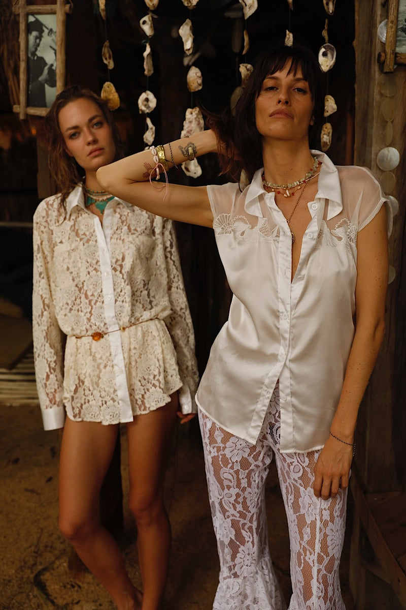 Nights in White Silk Silk Blouse