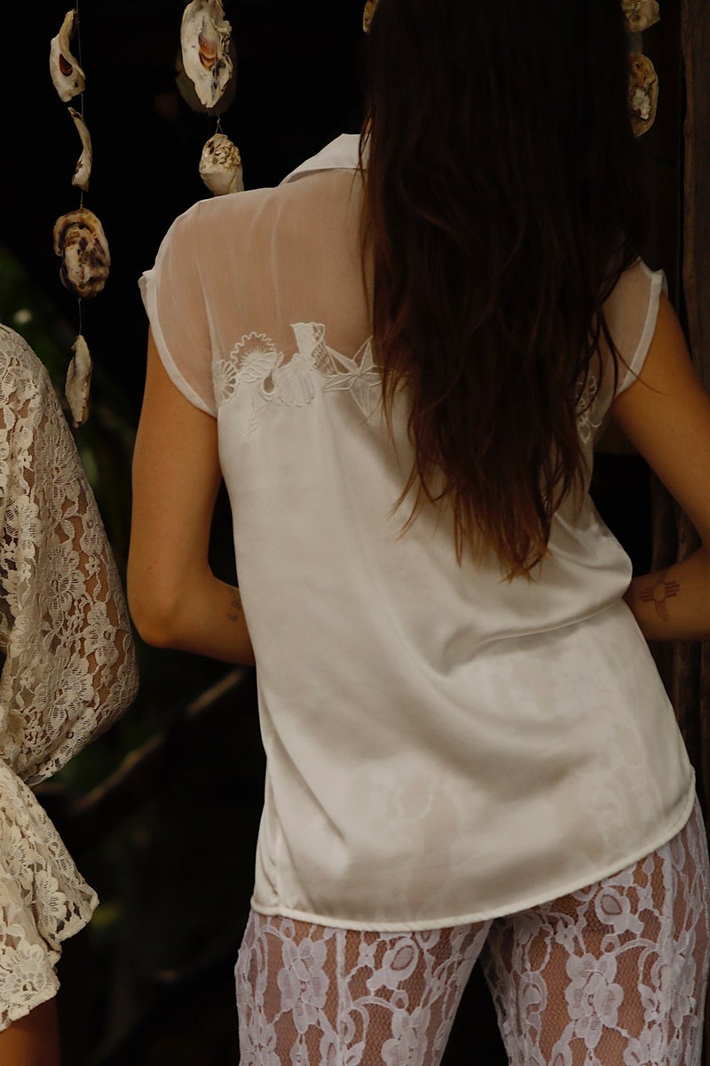 Nights in White Silk Silk Blouse