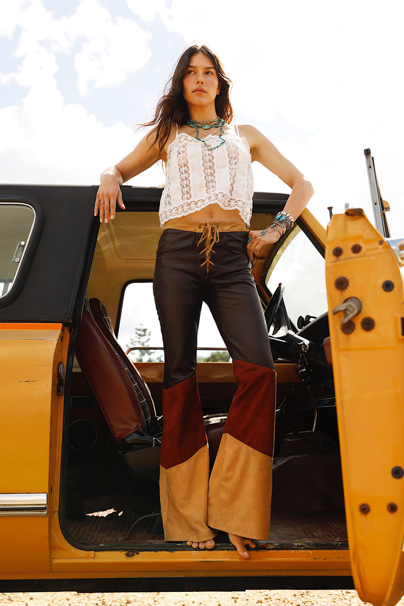 Wild Mountain Honey Leather Flares - 3 Tone