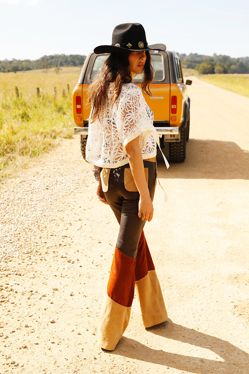 Wild Mountain Honey Leather Flares - 3 Tone
