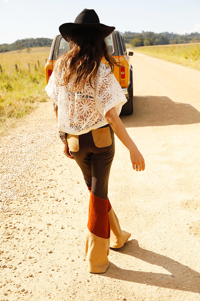 Wild Mountain Honey Leather Flares - 3 Tone