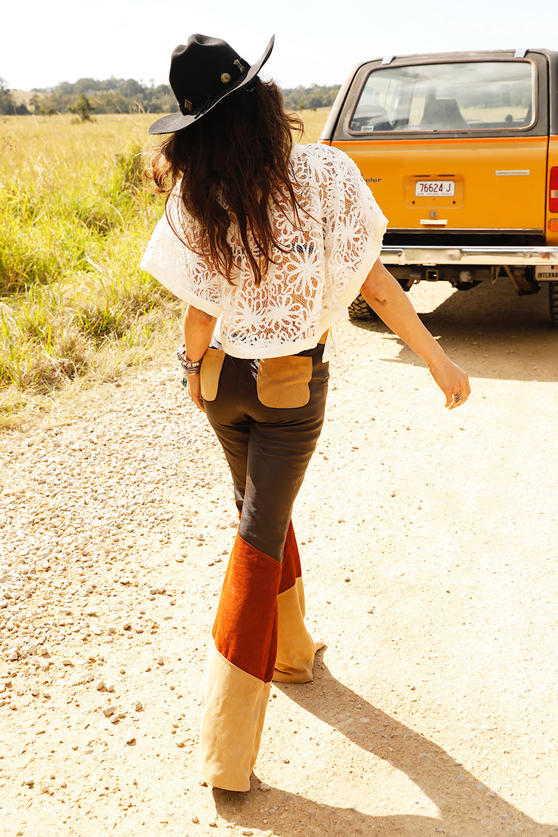 Wild Mountain Honey Leather Flares - 3 Tone