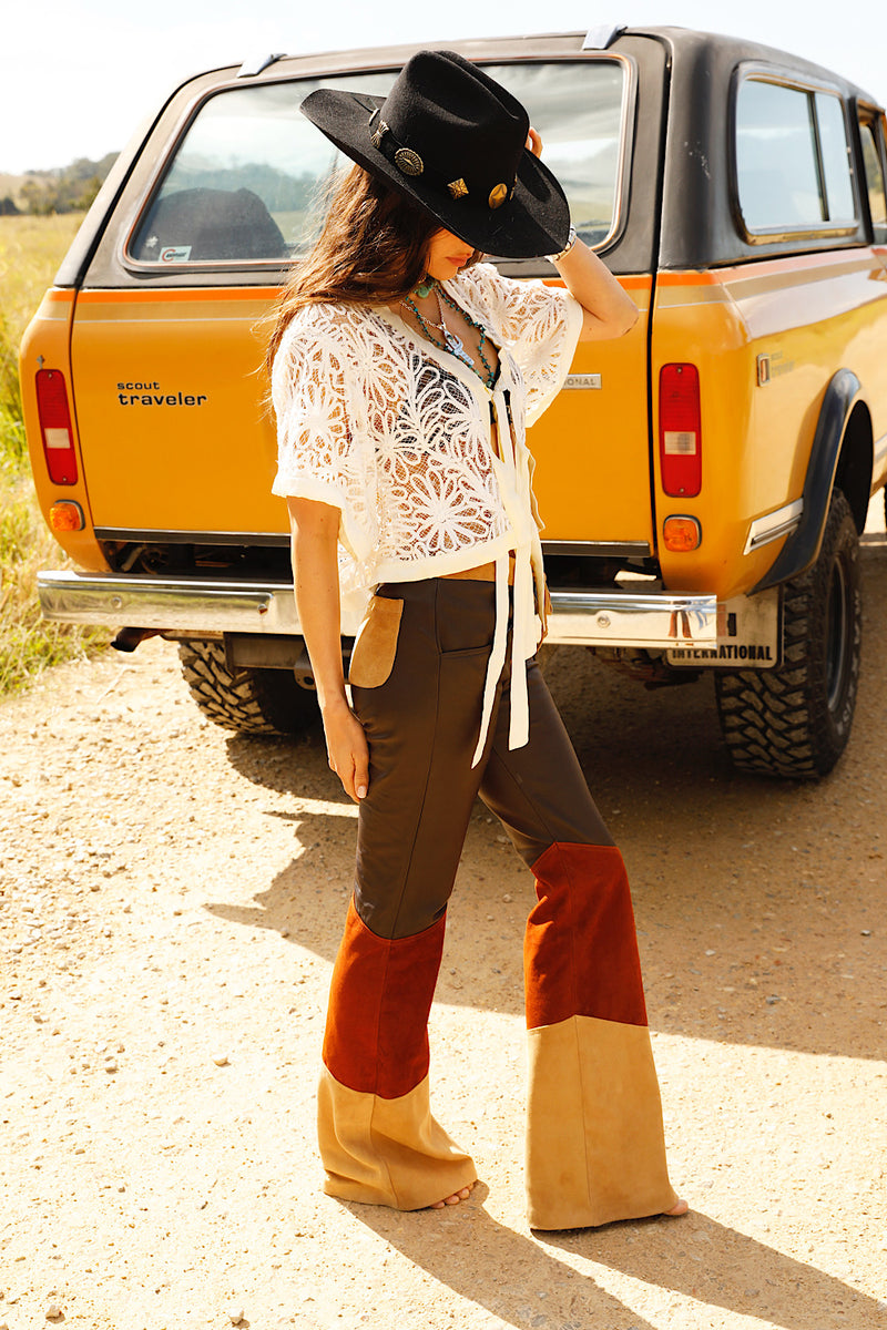 Wild Mountain Honey Leather Flares - 3 Tone