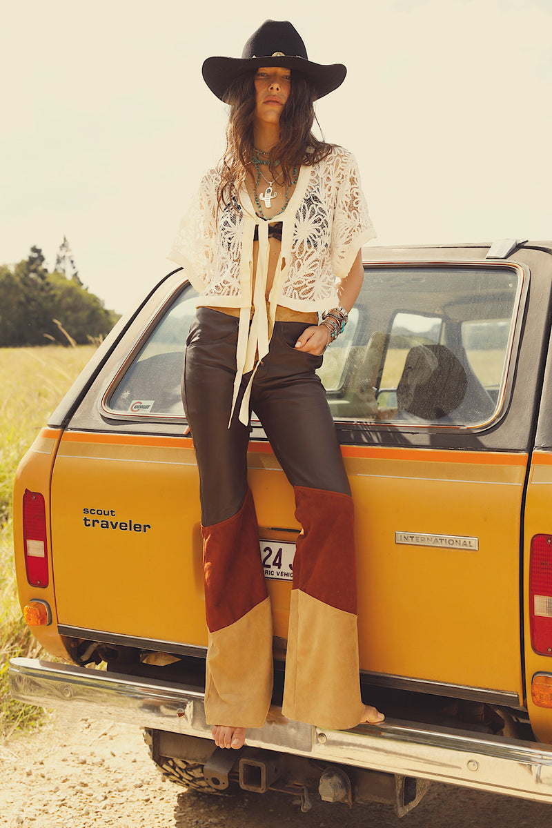 Wild Mountain Honey Leather Flares - 3 Tone