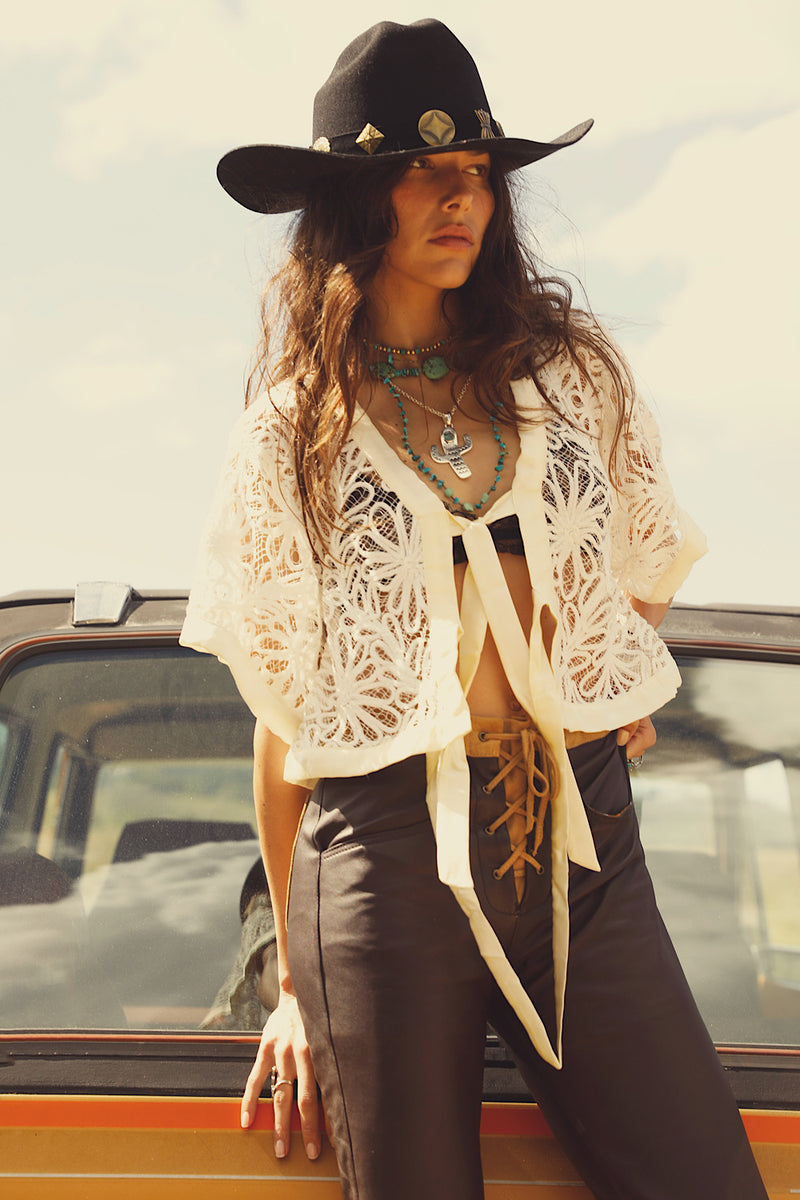 Love Grows Corded Lace + Silk Tie Blouse