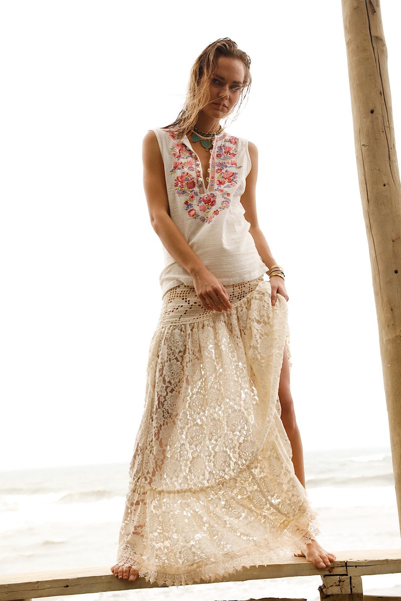 Flower in Your Hair Cotton Tunic Blouse