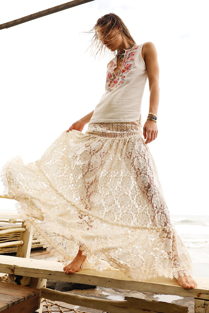 Somebody To Love Crochet And Lace Maxi Skirt