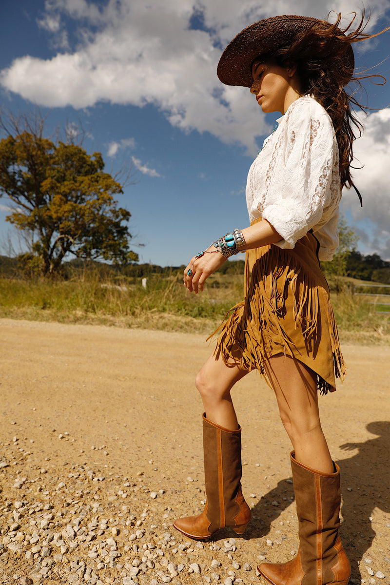 Sundance Suede + Leather Boots - Brown