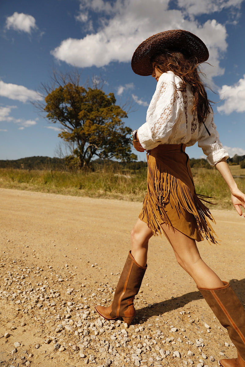 Sundance Suede + Leather Boots - Brown