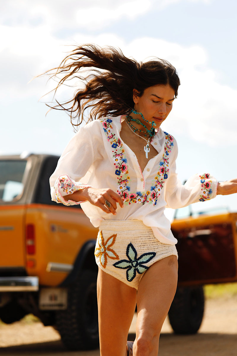 Honey Pie Embroidered Cotton Blouse