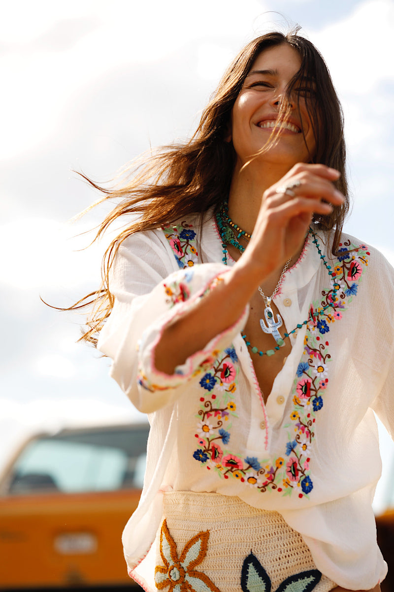 Honey Pie Embroidered Cotton Blouse