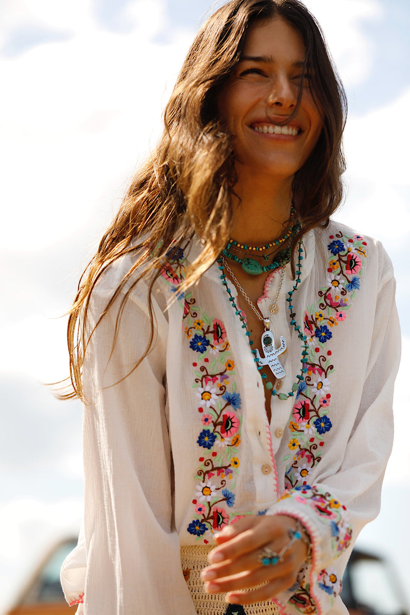 Honey Pie Embroidered Cotton Blouse