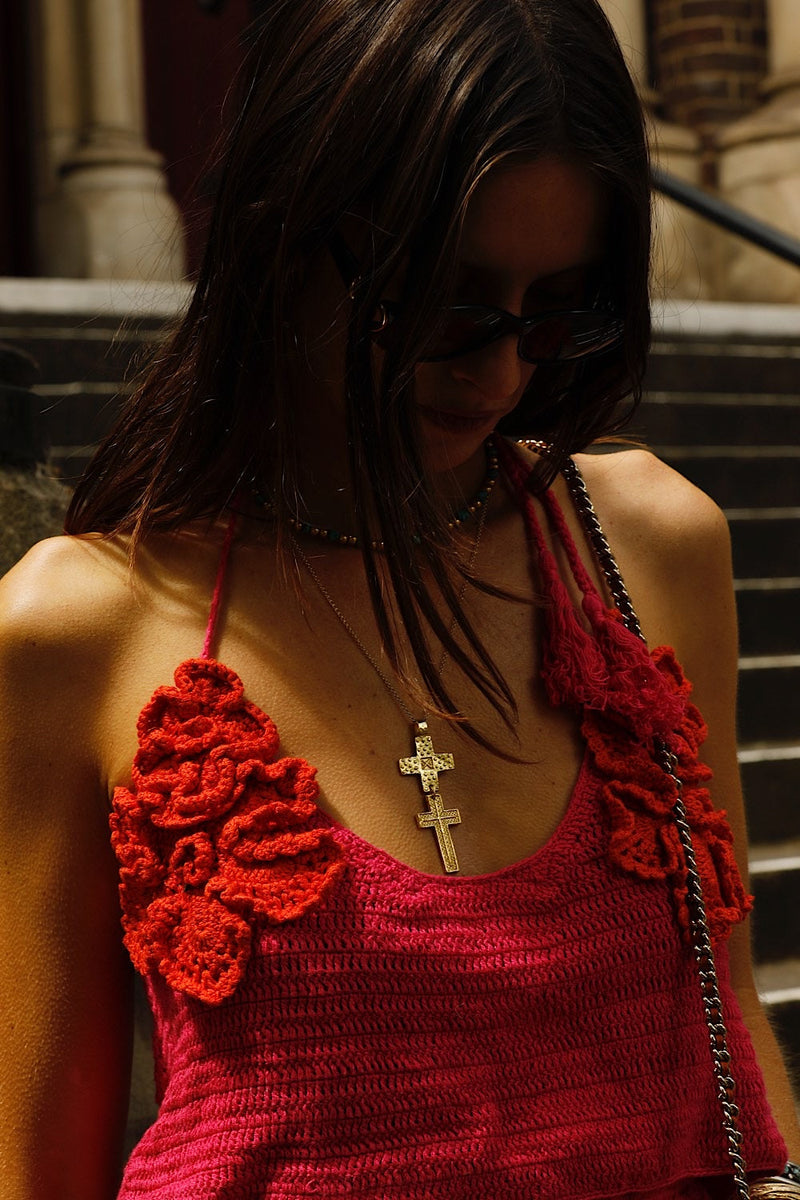 A Kiss Before I Go Crochet Camisole - Cherry - Chasing Unicorns