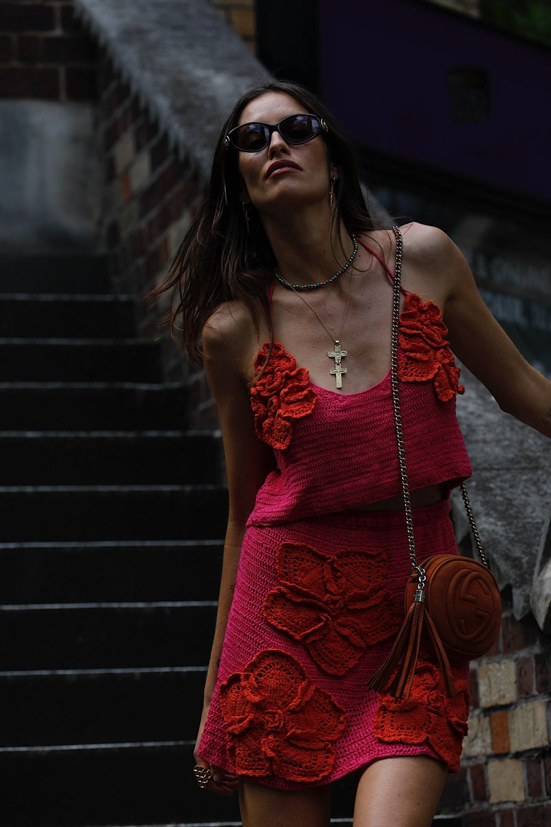 A Kiss Before I Go crochet Flower Skirt - Cherry - Chasing Unicorns