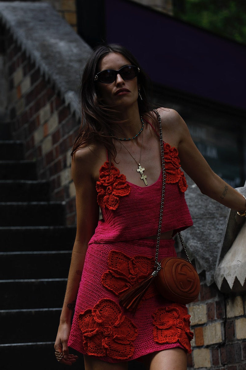 A Kiss Before I Go crochet Flower Skirt - Cherry - Chasing Unicorns