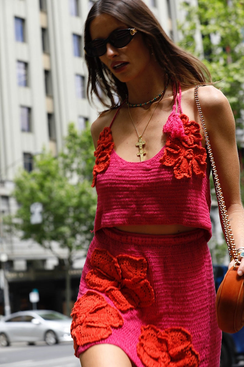 A Kiss Before I Go crochet Flower Skirt - Cherry - Chasing Unicorns