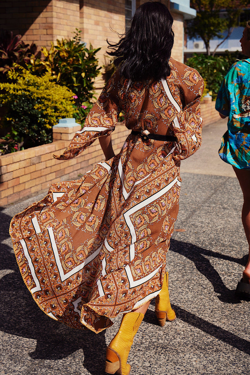 Alabama Getaway Maxi Caftan Dress - Falling Leaves - Chasing Unicorns